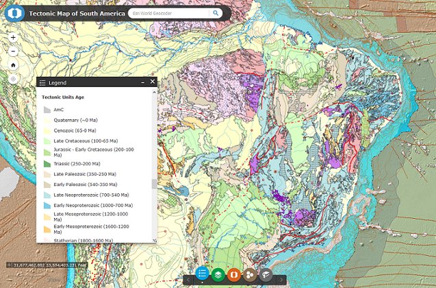 GIS_Bandit's tweet photo. Nice Interactive Tectonic Map of #SouthAmerica by @IGeociencias built on #WebAppBuilder for #ArcGIS https://t.co/50h0FP2WPm #geology #geoscience #science #esri #GIS #mapping #maps @Esri_Spain @Esri @ArcGISApps @ArcGISOnline @EsriScience https://t.co/qDW05RO87I