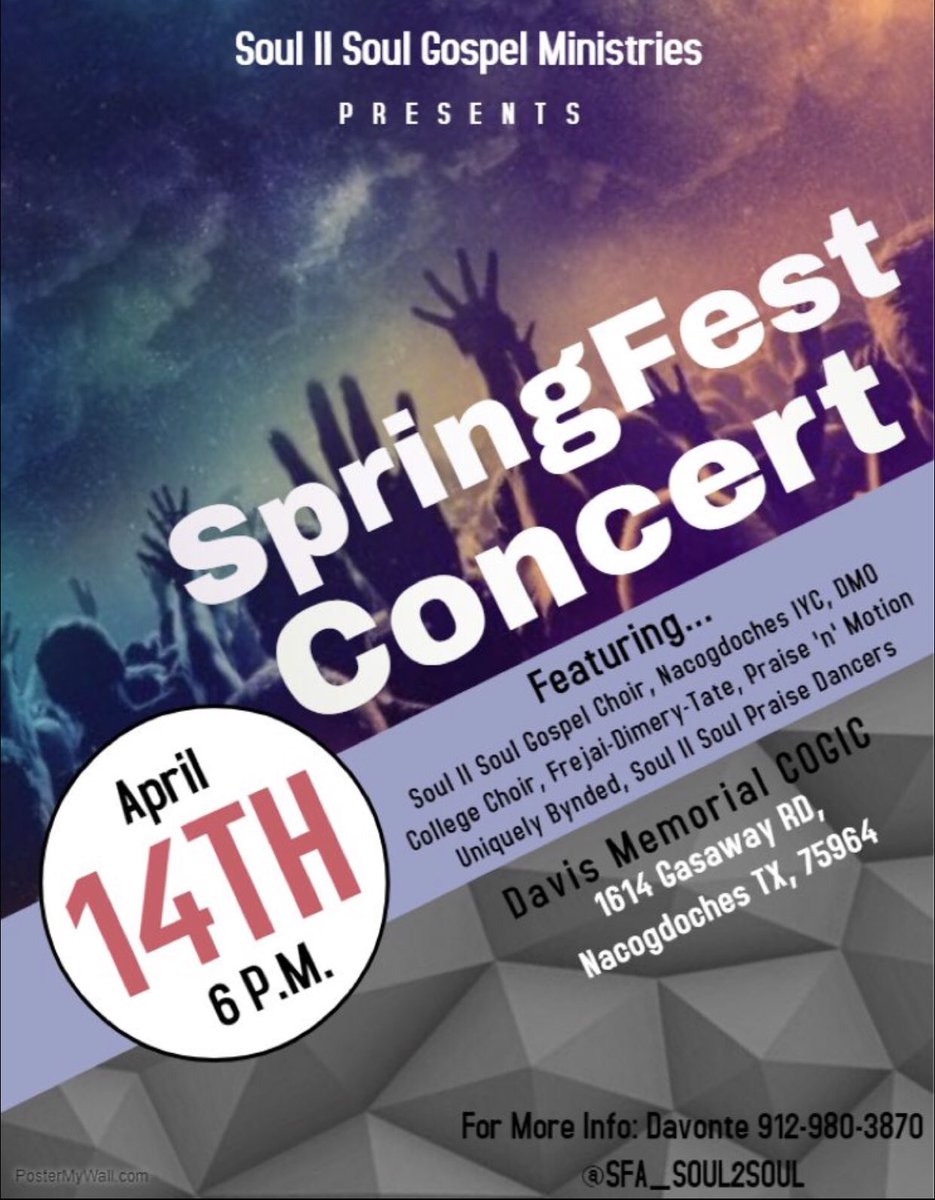DMoPUSH's tweet photo. Lit Alert! ⚠️⚠️ 2 major events happening next weekend! Make sure you come to Davis Memorial Saturday and Sunday for the Gospel Fest and College Sunday! A major major move of God will be taking place! Let's pack the house both days!  @SFA_SOUL2SOUL #dmopush #wearyouridentity https://t.co/CcbuECrMNq