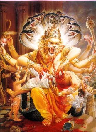 RituRathaur's tweet photo. Narasimha bhagwan..
He is both Fearsome and personification of LOVE..
He is raudra in killing Asur Hrinyakashyap who had become a threat to Humanity!
And he is so compassionate &amp; full of love for Prahlad the righteous one..
Essence of Hindu Gods in these 2 pics🙏
#HinduismLogs https://t.co/W2Jp2hlh00