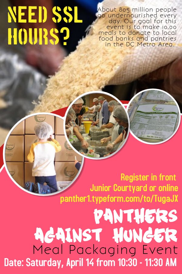 PantherNHS's tweet photo. Panthers Against Hunger Meal Packaging and Color Run Event is Saturday, April 14 right after @pbhs_sports Mulch Sale! Help those in need while having fun! Register under main stairs during LAP or online at https://t.co/ppja94tZGX https://t.co/c6j5Ts4zpe