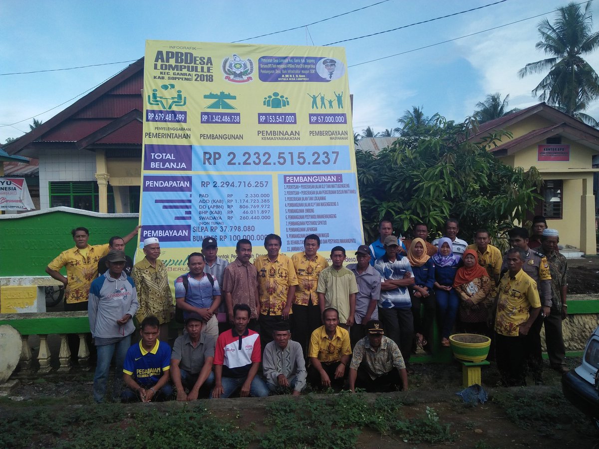 Foto bersama camat ganra beserta kades lompulle dan kades belo kec.ganra kab.soppeng sul-sel Baliho APBDesa Tahun 2018 <a href="/jokowi/">Joko Widodo</a> <a href="/EkoSandjojo/">Eko P. Sandjojo</a> @fachrilabalado <a href="/anwsanusi/">Anwar Sanusi</a> <a href="/P3MDSulSel/">PSD P3MD SULSEL</a> <a href="/P3MD_Soppeng/">P3MD_Soppeng</a> <a href="/NasraSulsel/">Nasra sulsel</a> <a href="/AndiJamaluddi15/">Andi Jamaluddin</a> #DesaMembangunIndonesia