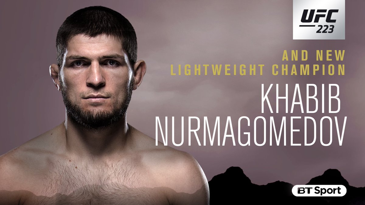 ufcontnt's tweet photo. #AndNew 🇷🇺

Khabib Nurmagomedov takes his unbeaten record to 26-0 and is the new UFC lightweight champion 🏆

#UFC223 https://t.co/WetaWQ9BlG