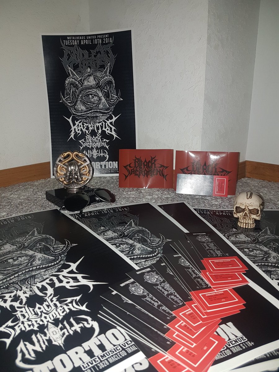 BlackSacrament3's tweet photo. Getting ready for Tuesdays stage massacre!
#BlackSacrament #EndlessChaos #Distortionyyc #skulls #metal #Canadian #yyc #Tuesday #April #Albertametal https://t.co/TQ4KkdxgF4