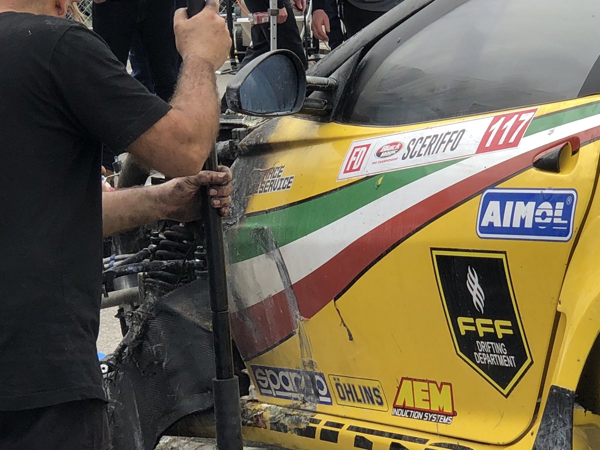 TurbologyLLC's tweet photo. Scary moment at #FDLB today for @FSceriffo. Glad you made it out safely, the car can be fixed! Pics: @mackelphip
•
#turbology #raceservice #federicosceriffo #ferrari599 #ferrari #f141 #599gtb #599gto #599 #v12 #supercharged #supercharger #drifting #drift https://t.co/kdkVuSFEjU