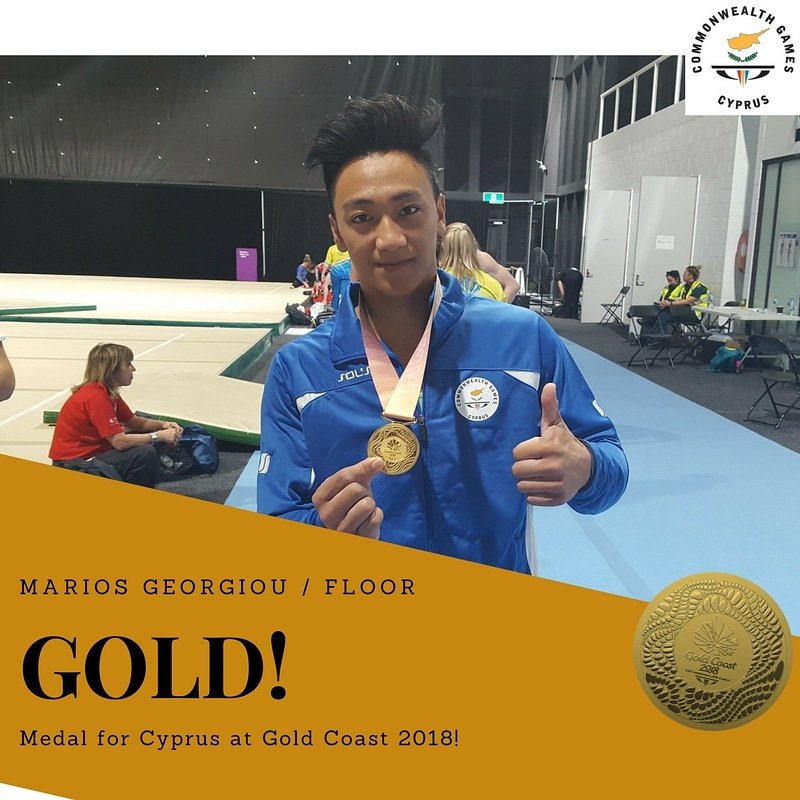 cyprusolympic's tweet photo. GOLD!

Marios Georgiou did it again! He won #Gold medal for #Cyprus at the #Floor final in the Gold Coast 2018 Commonwealth Games on Sunday April 8!

This is his second medal in the Games, after a bronze in the All-Around final.

Well done!

#TeamCyprus #ShareTheDream #GC2018 https://t.co/JIiADGiSgP
