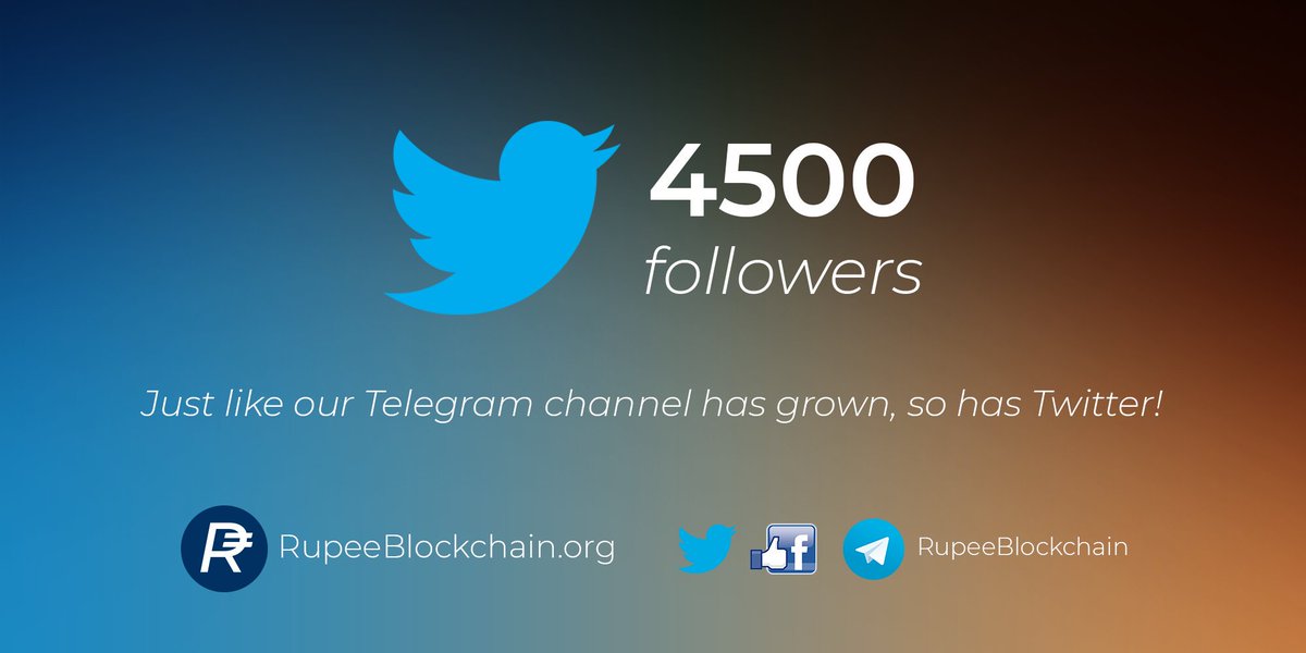 RupeeBlockchain's tweet photo. Thanks to all our 4500+ followers! We are happy to have you on board! 

Let's go for the next goal of 5000 followers. 

$RUP #TheRupeeForEveryone #follow #twitter #crypto #Rupee  #isupportcrypto https://t.co/BUGSeVCCCO