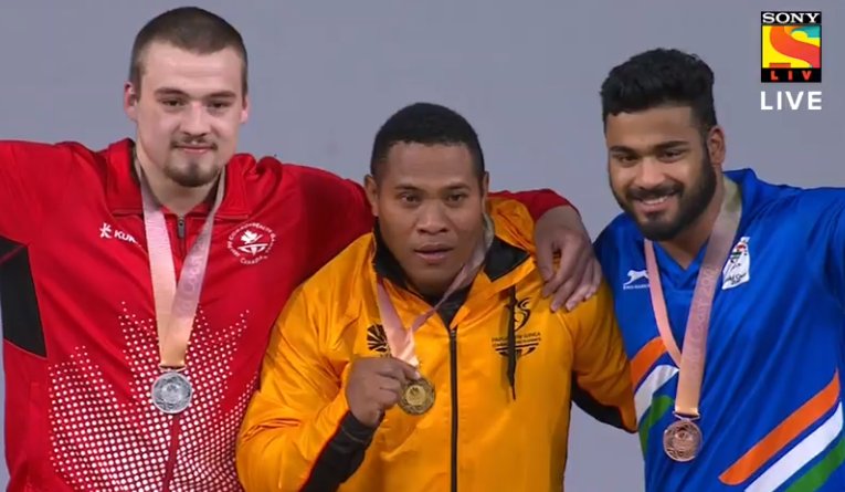 WeAreTeamIndia's tweet photo. Another Bronze for #TeamIndia in #GC2018Weightlifting when #VikasThakur lifted a total of 351kgs in Men's 94kg at the #GC2018 #Congratulations!
Well deserved #Gold for #StevenKari of #TeamPNG for his Record breaking lift of 370kgs!! #SHARETHEDREAM https://t.co/sArPJGoa3s