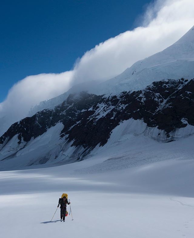 Ice_Legacy's tweet photo. The cliffs high up there are blocking the clouds to roll in so we keep our progression under a bright sunshine.  It is easier and happier to undertake a long stage in nice conditions than to add a level of adversity to it. 🎿@vincentcolliard 📷 @borgeo… https://t.co/5urg7mkqP4 https://t.co/NIqpH6vO1A