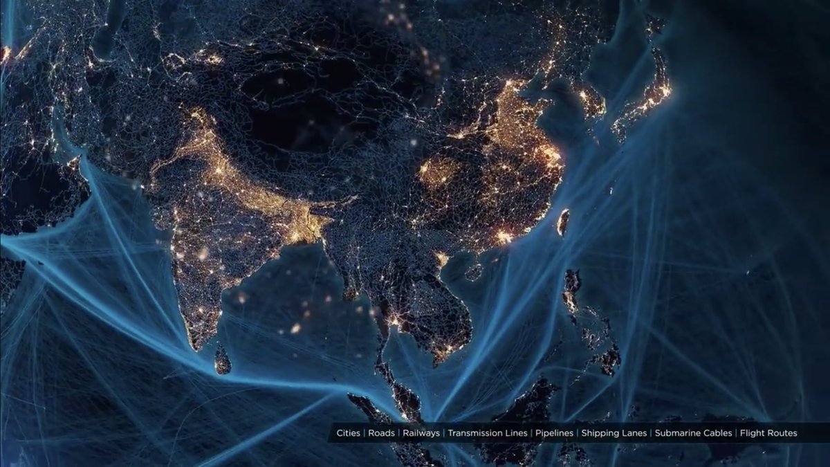 PaulSalopek's tweet photo. Walking across continents inspires a global view of current events. No artists &amp; thinkers capture this planetary vision better via animated maps than @FelixPharand &amp; @owengaffney at @globaia. Their maps on human impacts are stunning. #EdenWalk https://t.co/20zrIcF5qF
