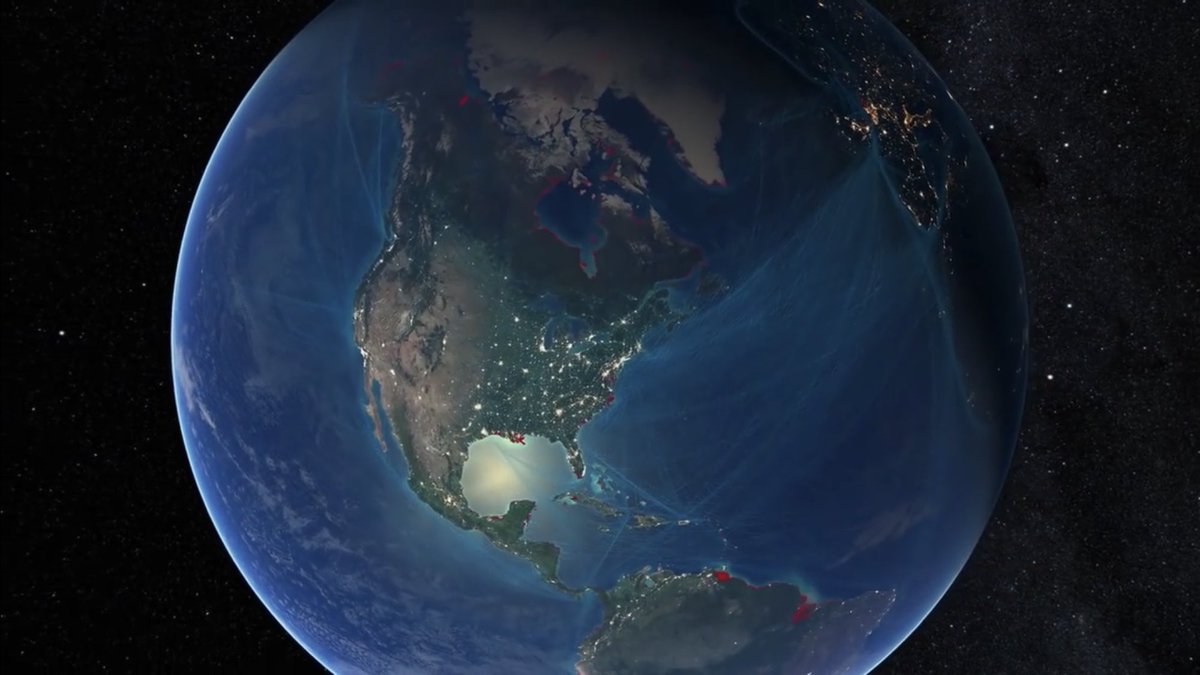 PaulSalopek's tweet photo. Walking across continents inspires a global view of current events. No artists &amp; thinkers capture this planetary vision better via animated maps than @FelixPharand &amp; @owengaffney at @globaia. Their maps on human impacts are stunning. #EdenWalk https://t.co/20zrIcF5qF