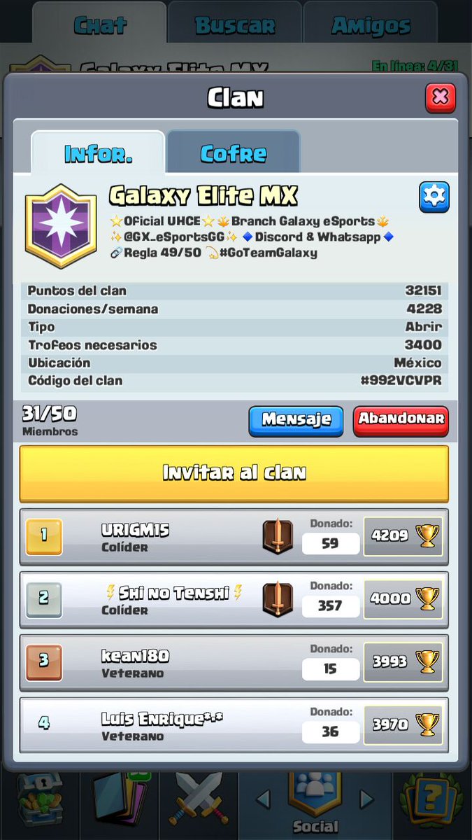 UHCE_A's tweet photo. Presentamos el nuevo proyecto de la mano de @UHCE_
⭐Galaxy Elite MX⭐
Busca Jugadores:
✨+3200 🏆
✨Activos en el cofre
✨Jugadores que recien esten empezando en el competitivo
@GX_EliteMX @GX_eSportsGG
#UHCE #GoTeamGalaxy https://t.co/oFeXsKWLBv