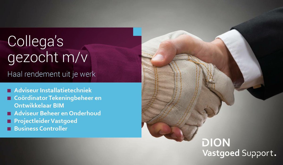 Ons team zoekt #versterking! Tijd voor een andere stap in je #loopbaan? Kijk dionvastgoedsupport.nl/vacatures/