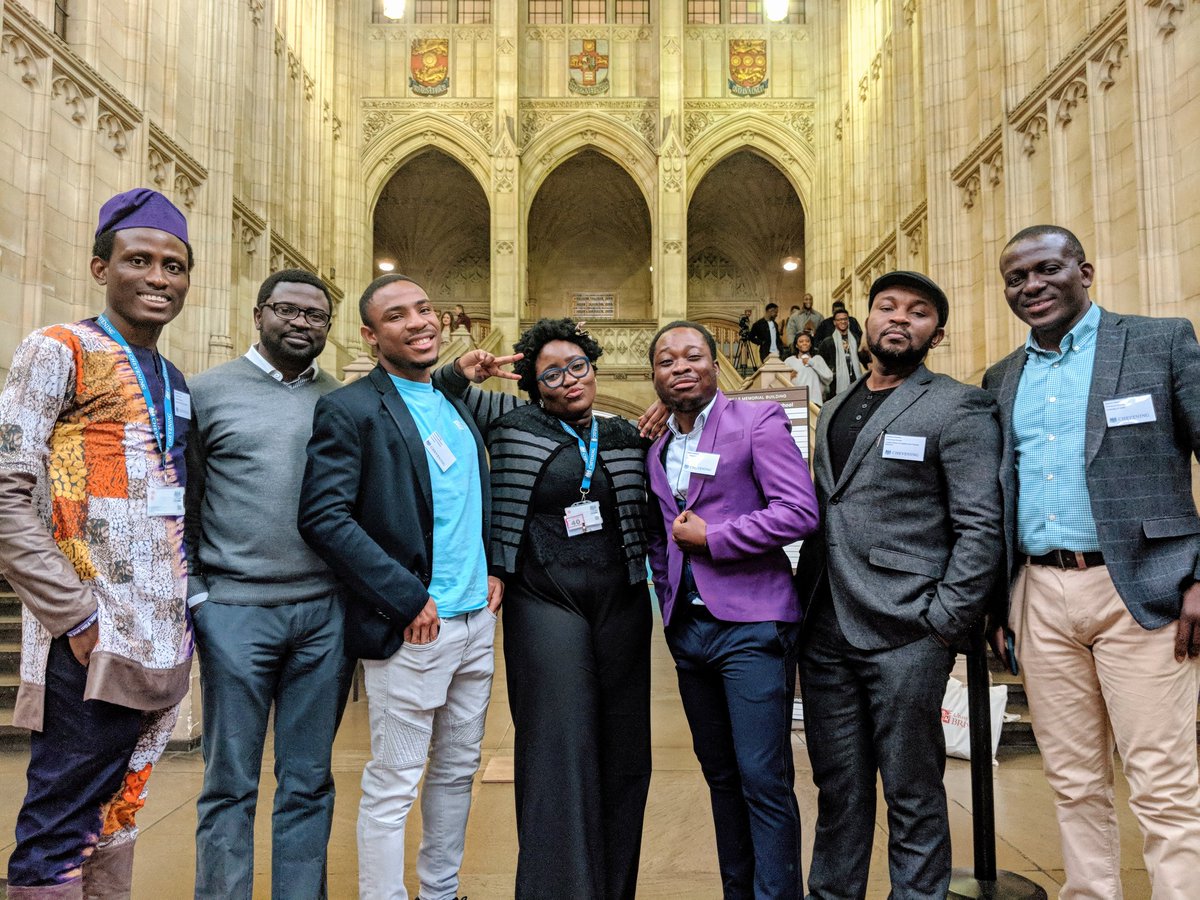 OluwamayowaTJ's tweet photo. At the #CheveningConference18, I wore a number of caps: I presented my academic work on 'How Nations Can laugh their way to Development: A critical analysis of Humour for Development'. I was proudly #Sussex, #Chevening and ultimately, #Nigerian! #IAmChevening https://t.co/wpLVrkzLDq