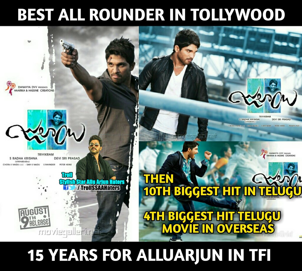 BunnyFreak3's tweet photo. RT @TrendsAlluArjun: 15 Years For Allu Arjun in Tollywood
Julayi
 #HBDBelovedAlluArjun https://t.co/4oa8lSEXy0