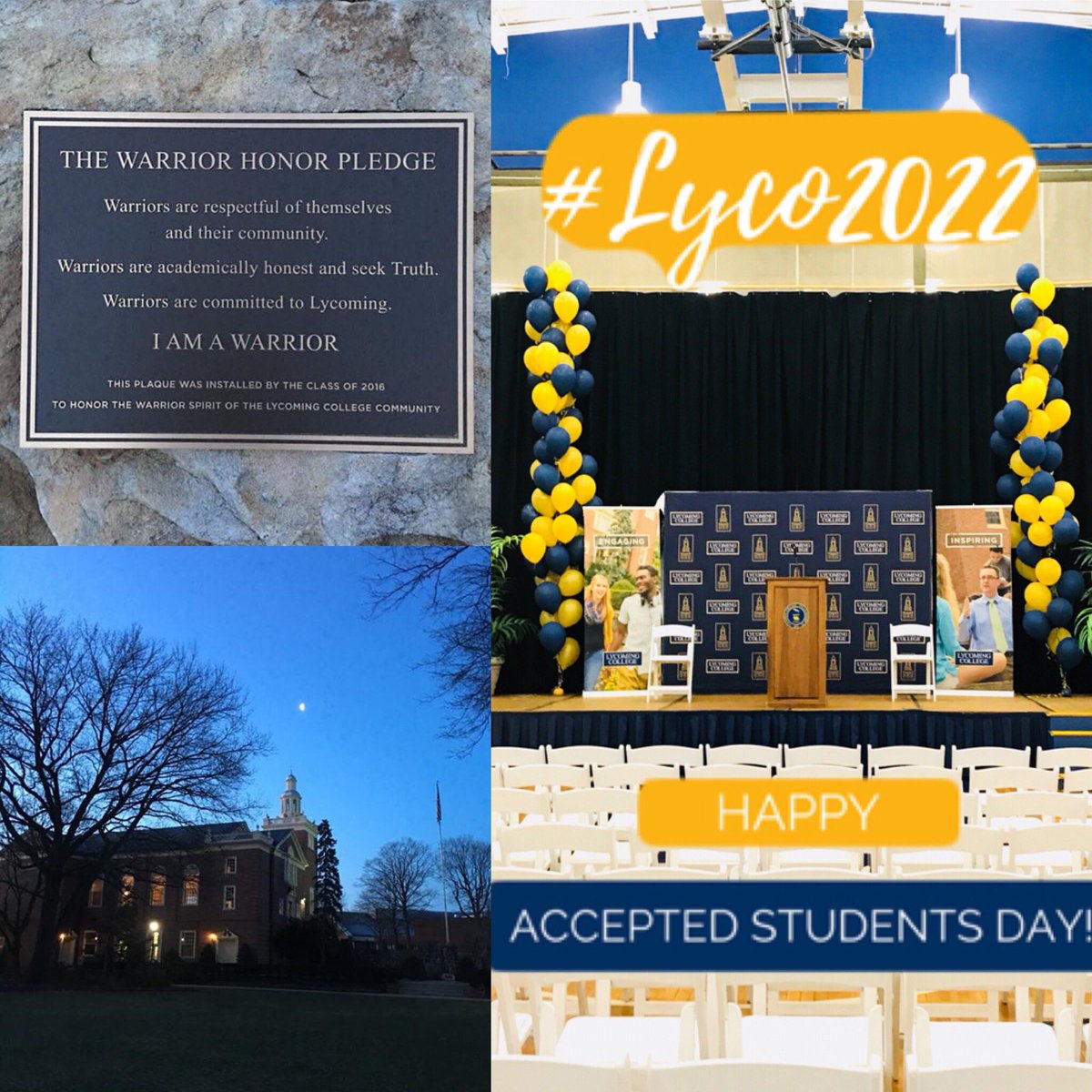 LycomingCollege's tweet photo. Happy Accepted Students Day, Warriors! Getting ready to welcome #Lyco2022 to campus! We’ve got lots in store for today, so stay tuned! #IAmLycoming https://t.co/sBT4EoxKKf