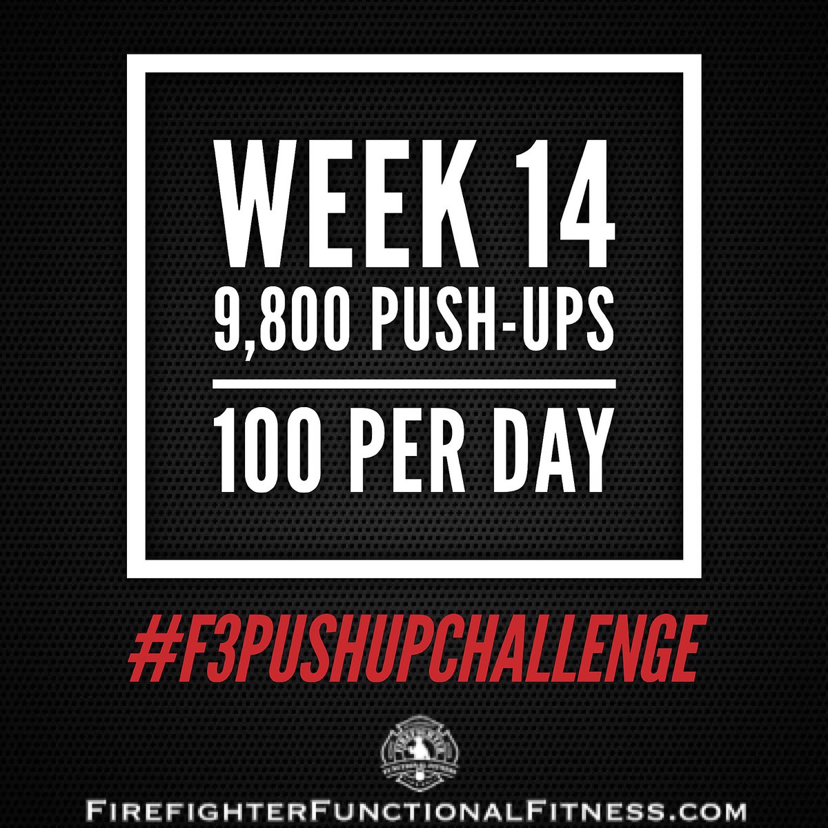 FirefighterFFit's tweet photo. It’s WEEK 14 of the #F3PushUpChallenge.

9,800 push-ups are in the books.

Only 26,700 to go for 2018! https://t.co/Mj31pn46Jc