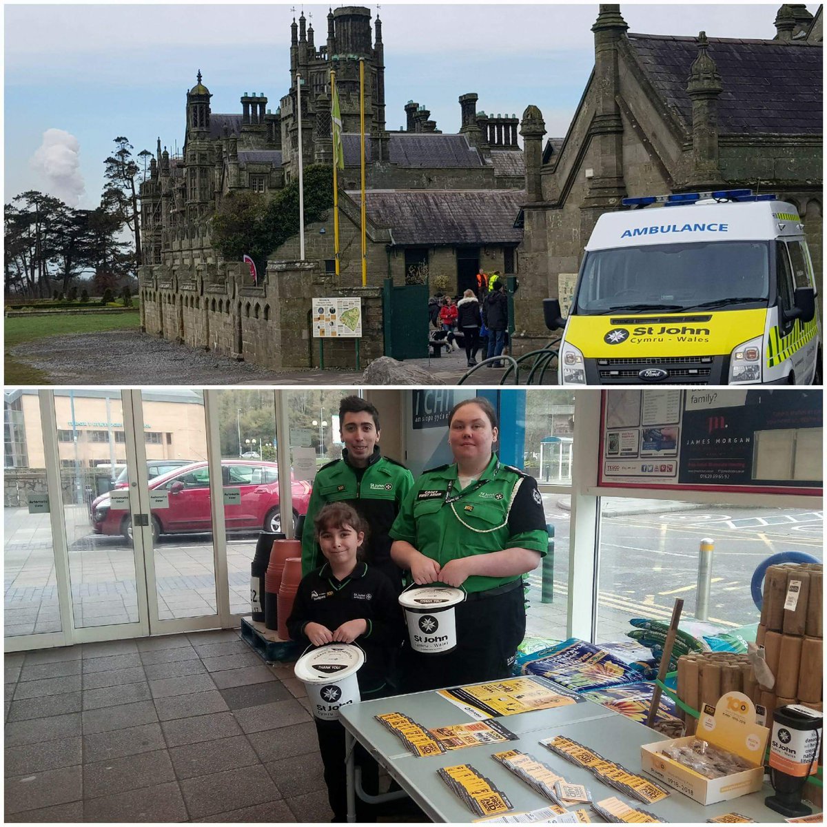 SJCPortTalbot's tweet photo. Busy day today at Margam Country Park on duty and our youth team are at @Tesco Port Talbot doing a bucket collection to raise money our young people and training equipment. https://t.co/1N6dvnvzTr