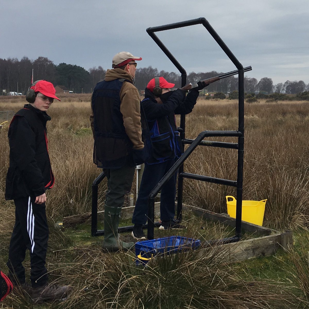 Cadets from C&amp;E Yorks Wing clay target shooting yesterday.