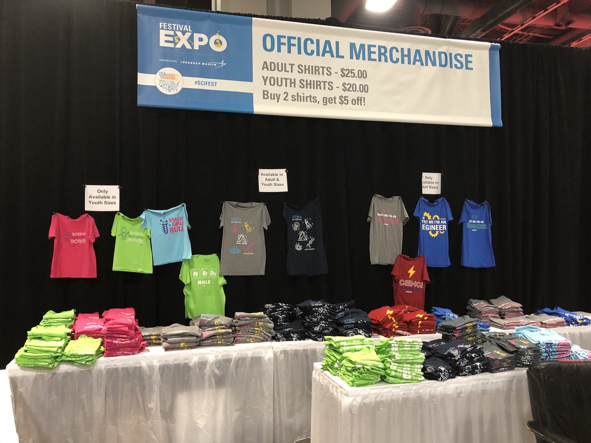 USAScienceFest's tweet photo. Come grab a #SciFest T-shirt in Hall A, C and outside of Halls D&amp;E! https://t.co/d9dU0cyArV