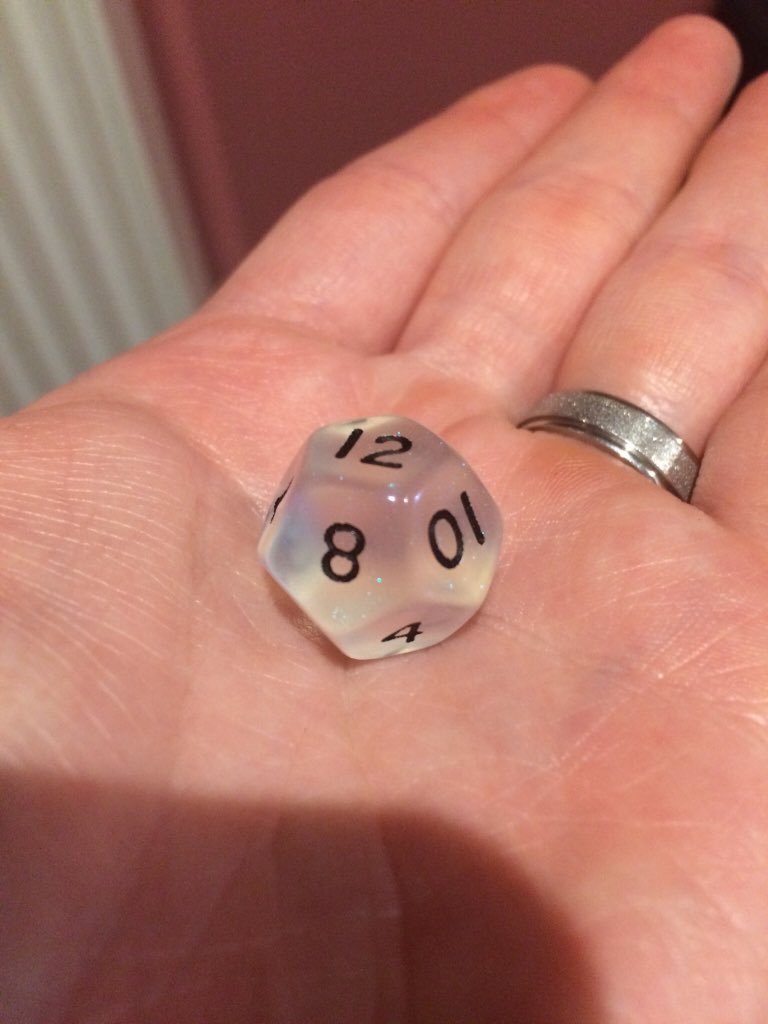 JohanneBryce's tweet photo. After being lost for long time now, my Grandmother found my favourite #D12. Look how shiny it is!
I went full #autistic when this was presented to me. I even flapped!
#HappyAutistic #Dice https://t.co/P3M5Iqx4YL