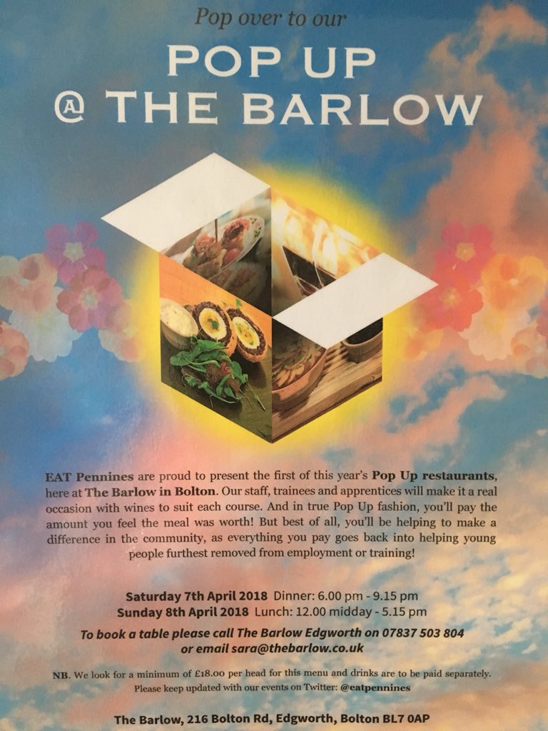 EagleChildRammy's tweet photo. Our sister business @EatPennines is showcasing our apprentices’ progress at their pop up restaurant @BarlowEdgworth tables available today text 07787121456 https://t.co/6ysbr8jxD0