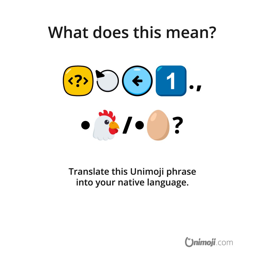 unimoji's tweet image. This Unimoji phrase into your native language? 🤔

is.gd/pkgn2E

#Unimoji #emojilanguage #phrasequiz #emojiphrases #universal #emoji #language #fun #emojiphrase #emojione #graphics #design #phrase #contest #competition #win #funny #emojis #dontstopthemusic #Rihanna