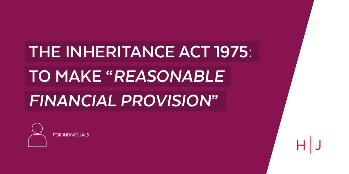 HughJamesLegal's tweet photo. The decision in the recent case of Lewis v Warner [2017] EWCA Civ 2182 has arguably widened the scope of the Act, bringing into question the meaning of 'reasonable financial provision': https://t.co/37HzJomVrA https://t.co/yOVm2FyQ5i