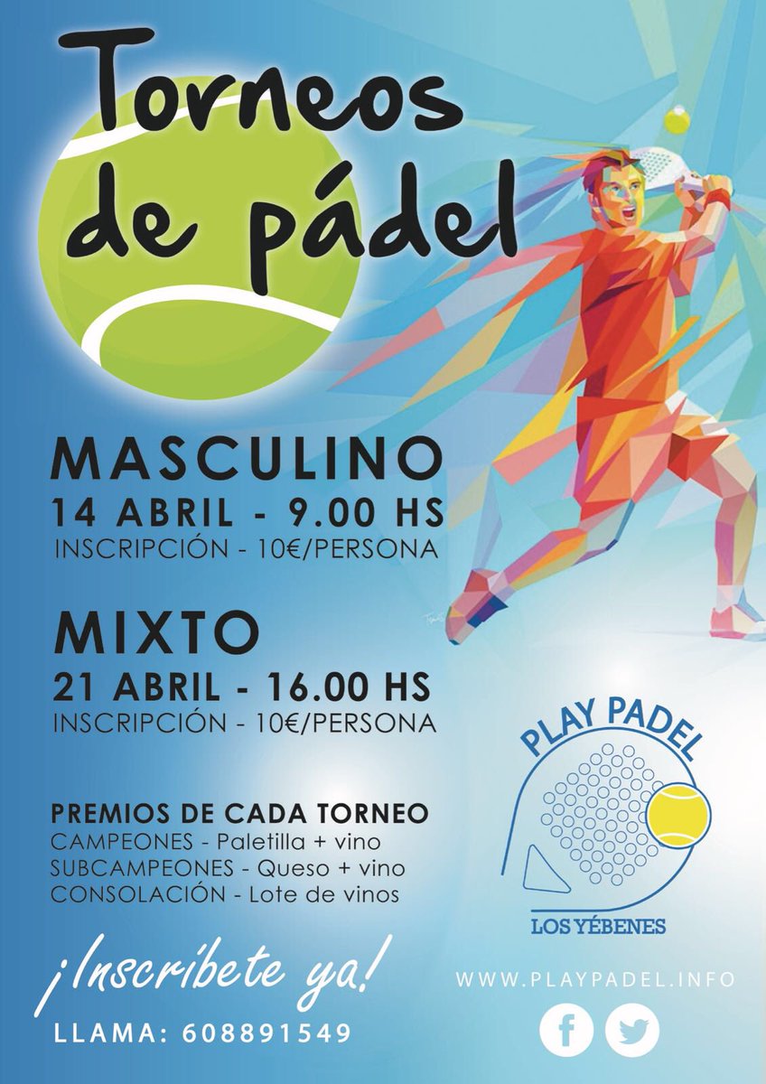 PlayPadelYeb's tweet photo. Torneos de Padel https://t.co/twwZ76BjxR