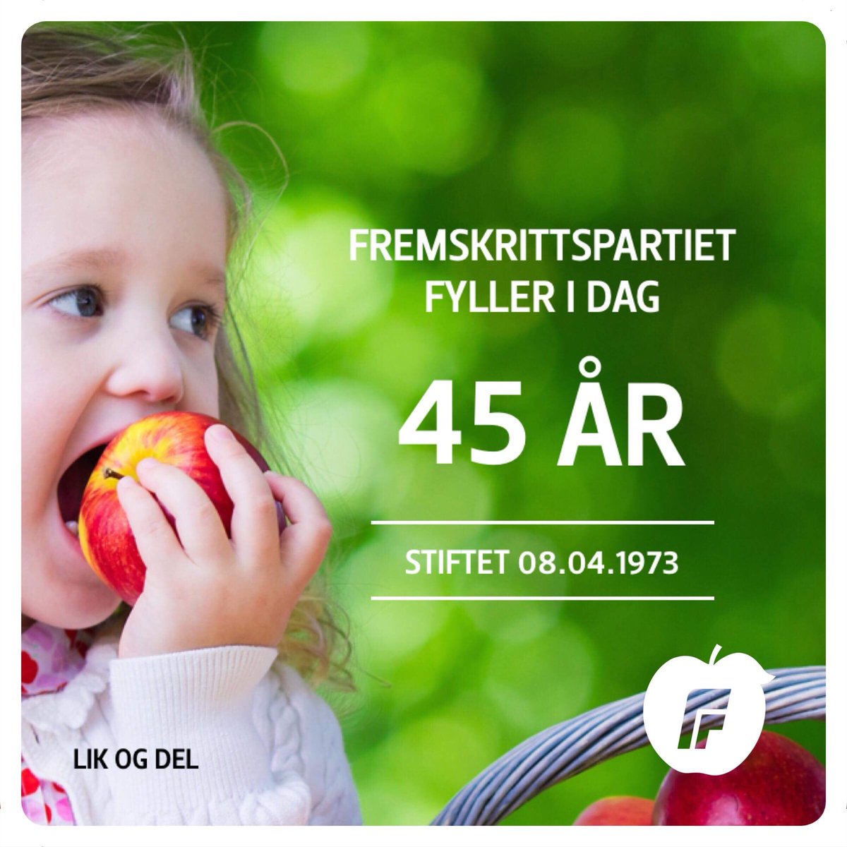 StangeFrP's tweet photo. I 45 år har FrP satt en enklere hverdag for folk flest på dagsorden. Gratulerer med dagen!🇳🇴🍎💙 Lik og del! @StangeFrP @frp_no @Siv_Jensen_FrP @ketilso @karikjonaaskjos @fredrikfarber @ChristianTG_FRP @FrP_HelgeAndre    @vgnett @wwwhano @stangeavisa @ostlendingen @NRKHedOpp https://t.co/dRiMFpEf3m