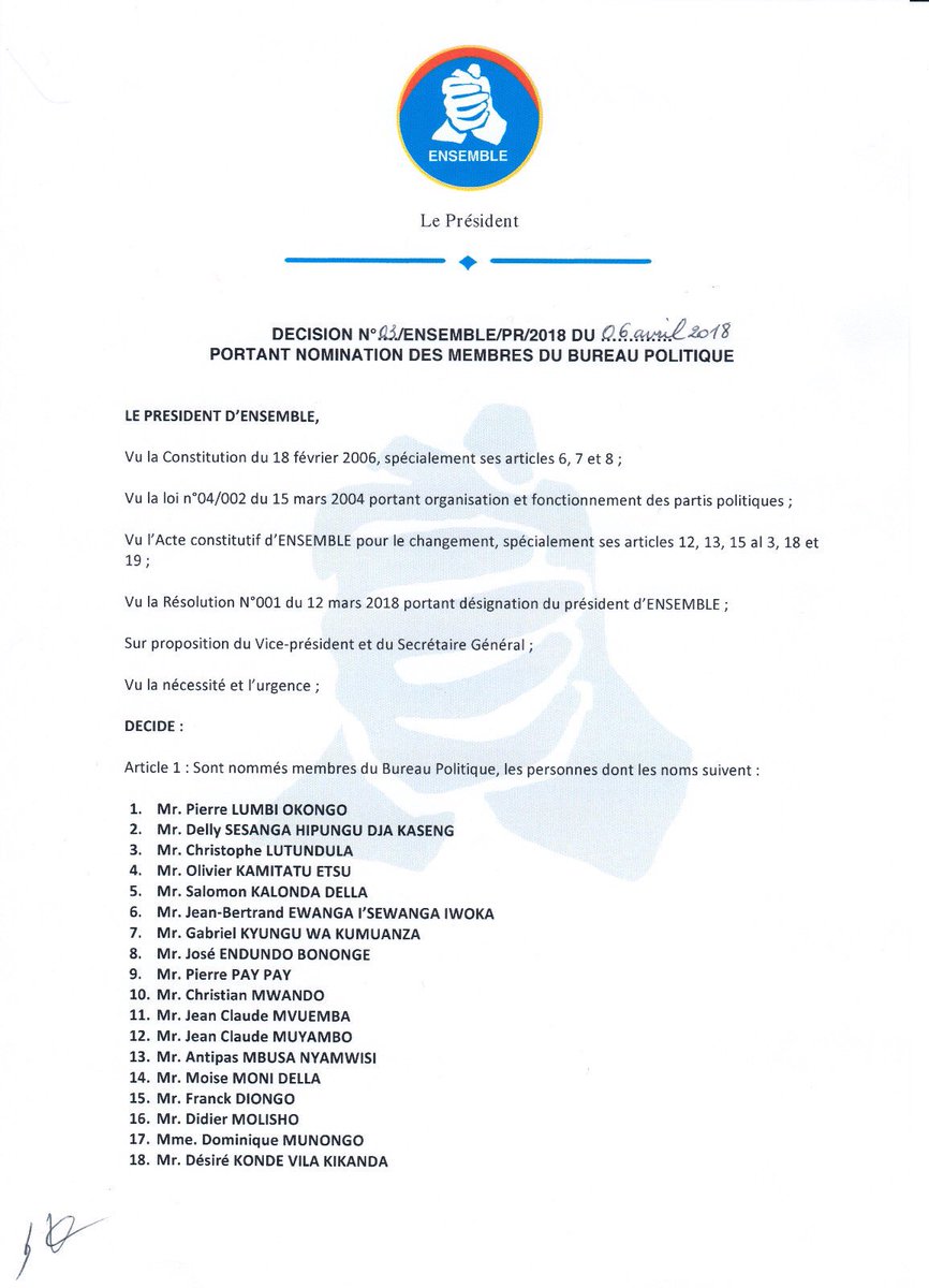 Ensemble_MK's tweet photo. 1/3 Découvrez les nominations d’#Ensemblepourlechangement !Notre plateforme se structure avec des femmes et des hommes compétents, déterminés et expérimentés. 
En route vers les victoires électorales ! 
Ici 👇🏾 Vice-President, Secrétaire-général &amp; bureau politique https://t.co/5TrsBcNxPg