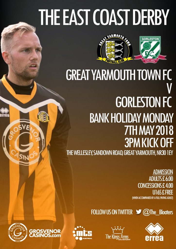 THE EAST COAST DERBY 

Please retweet 

<a href="/gorlestonfc/">Gorleston Football Club</a>