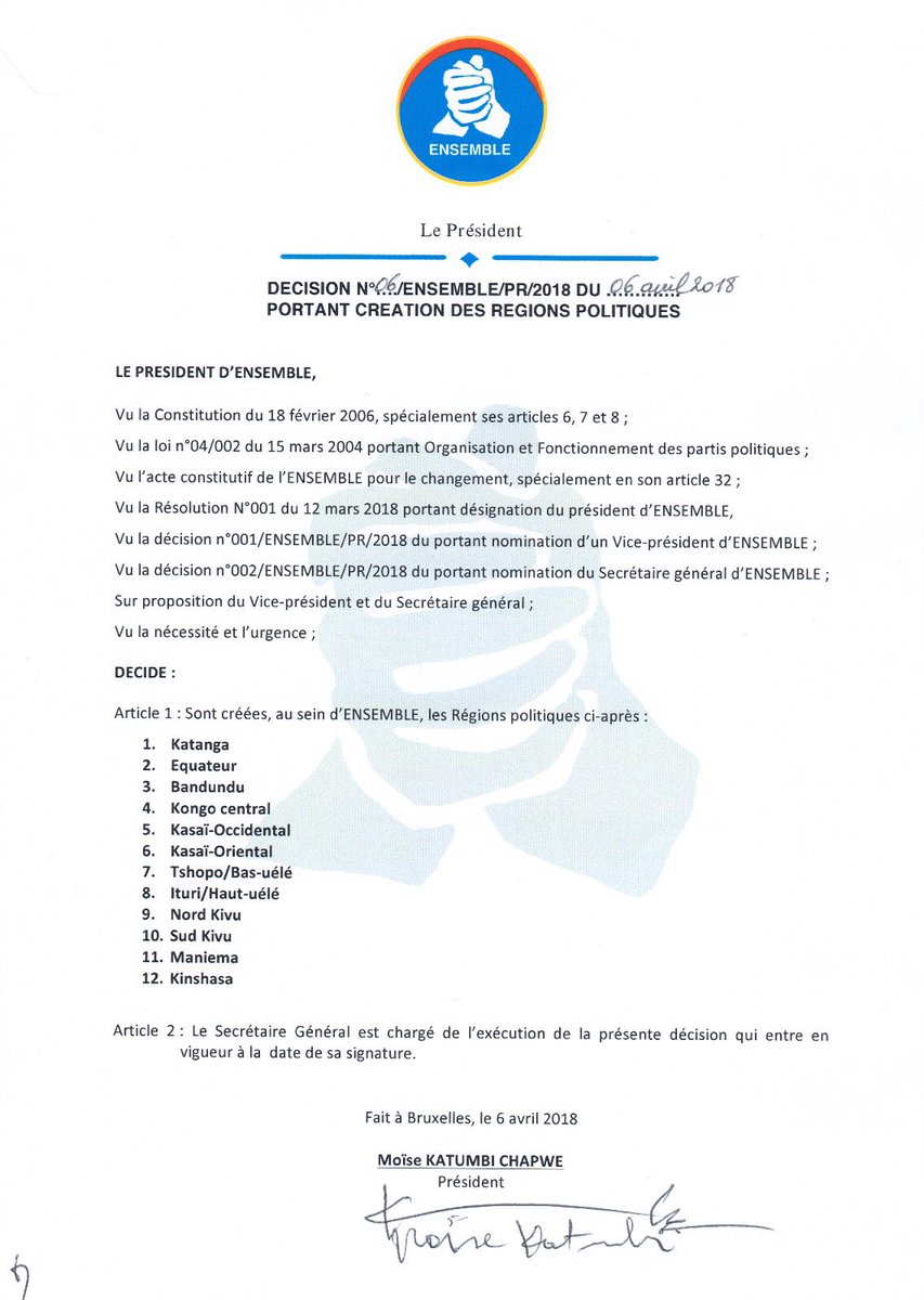 Ensemble_MK's tweet photo. 3/3 Découvrez les nominations d’#Ensemblepourlechangement ! Notre plateforme se structure avec des femmes &amp; des hommes compétents, déterminés &amp; expérimentés. 
En route vers les victoires électorales !
Ici👇🏾la creations des régions politiques &amp; la nomination des coordonateurs ! https://t.co/BSQv2aomfd