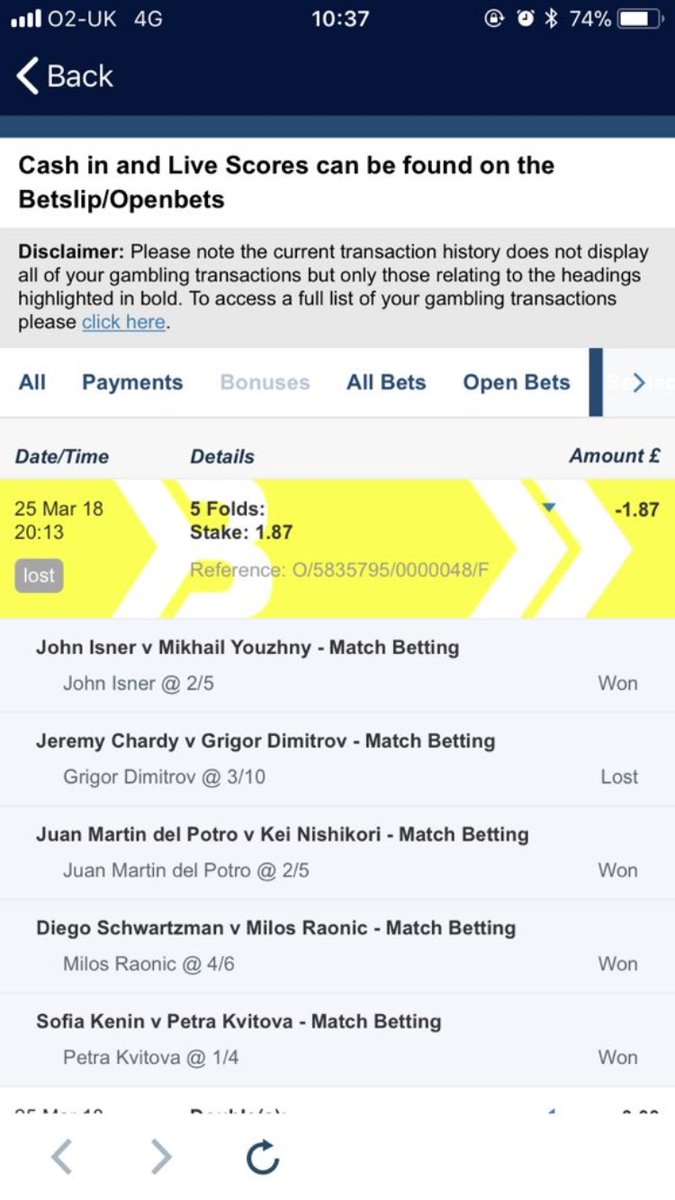 TheAlmostClub's tweet photo. Unlucky #Tennis acca for @shtev0 so close for a #WilliamHill #BetBoost as well. Hope your luck has changed since! Give us a follow and retweet any other unlucky bets you see like this tagging @TheAlmostClub 😉 ... unfortunately another one joins #TheAlmostClub https://t.co/2E0akl0ZVa