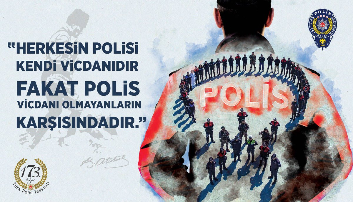 EmniyetGM's tweet photo. “Herkesin Polisi Kendi Vicdanıdır, Fakat Polis Vicdanı Olmayanların Karşısındadır. “ 
Mustafa Kemal Atatürk #TürkPolisTeşkilatı https://t.co/FcgJrYgiQd