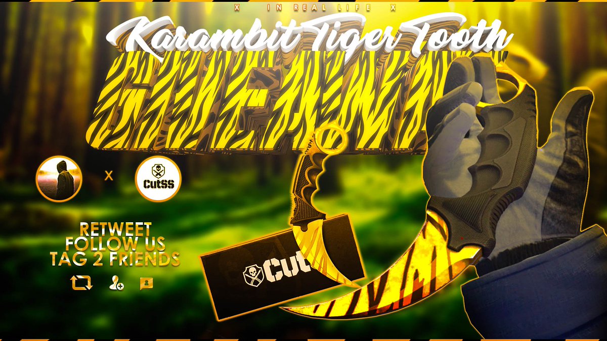 TheDaniel3131's tweet photo. 🎁IRL Karambit Tiger Tooth🎁 

★RT + Tag 2 Friends🔥
★Follow @TheDaniel3131💙 
★Follow @CutsButterfly💙

ENDS 7 DAYS🎉 

#CSGOGiveaway https://t.co/gGcaH3RRgR