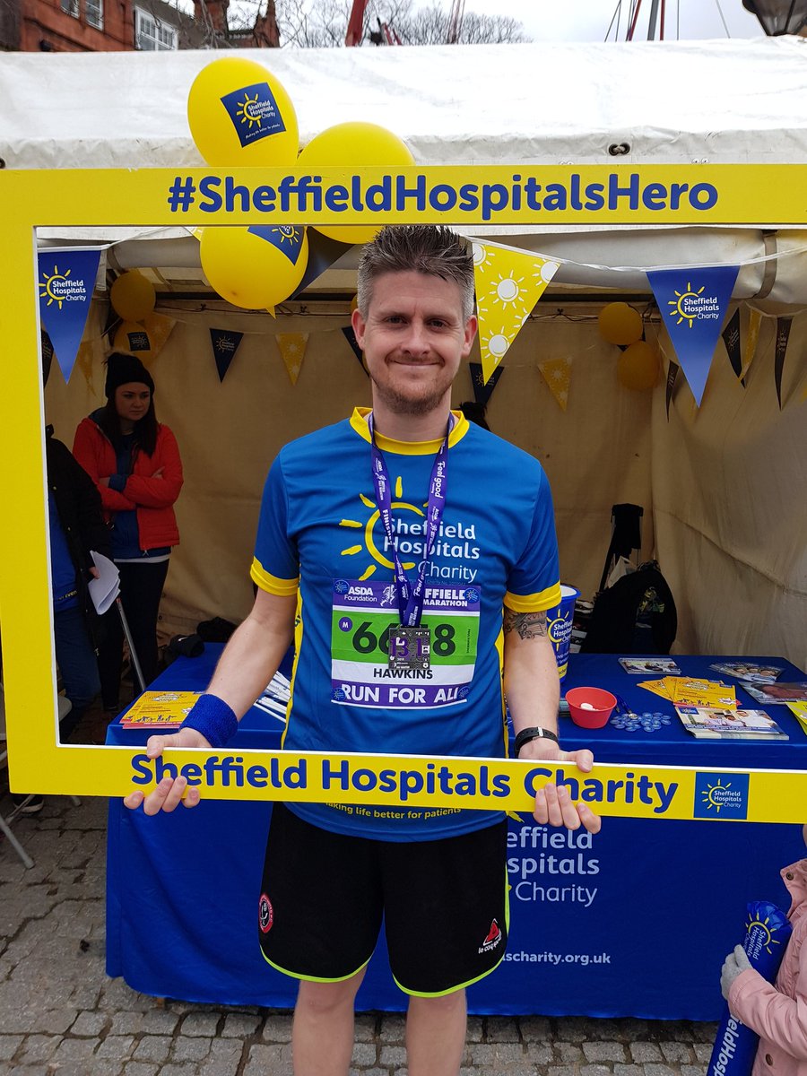 Very proud of my husband /my daddy half marathon in 2.01 mins and 20 secs . All for good cause #sheffieldhospitalscharity