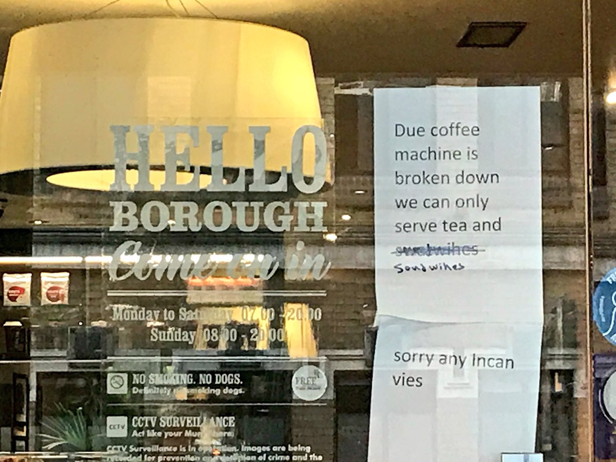 se1's tweet photo. No coffee at Costa in Borough High Street https://t.co/AYRjmzKIgU