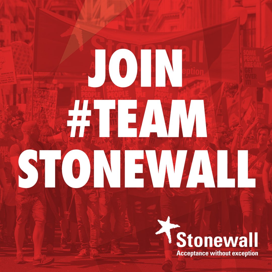 Stonewall on Twitter and join TeamStonewall! We're currently