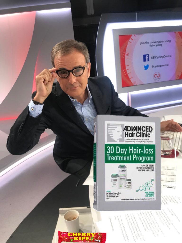 FakeMTomalaris's tweet photo. . @catskan don’t you dare cut back to the studio right now!!! #SBSCycling #Roubaix #AdvancedHair https://t.co/NGiamkA6ls