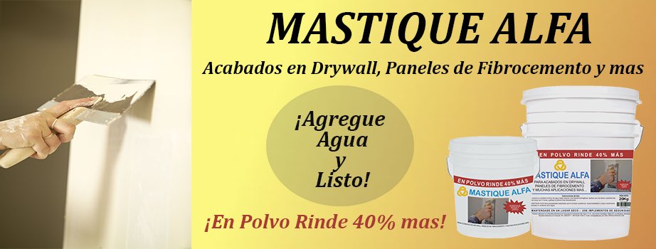 AlfaYesos's tweet photo. Producto especialmente formulado para ser aplicado en superficies de drywall, paneles de fibrocemento y más.

#Mastique
#MastiqueAlfa 
#Construccion 
#Ferreterias https://t.co/6bQ98uBKmI