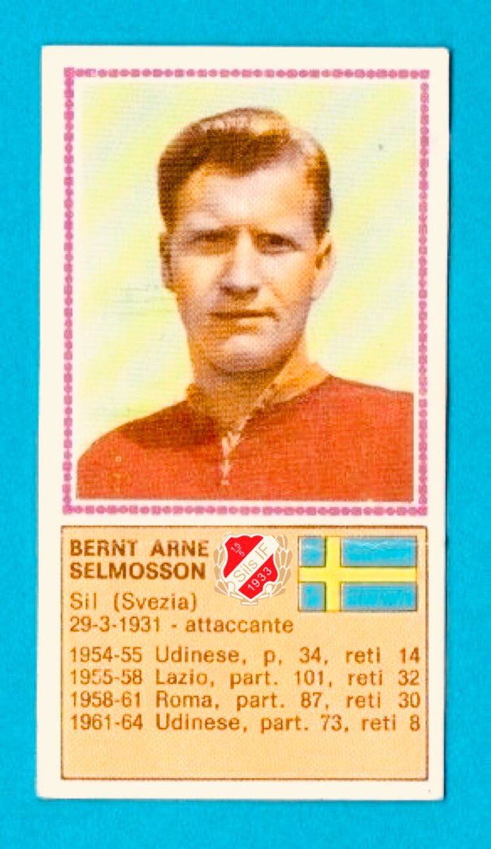 29 mars 1931 föddes Sils bästa Arne ”Raggio di Luna” Selmosson. Allsvenskan, Serie A, silver i VM -58. Första spelaren som gjort mål för både Lazio &amp; Roma i huvudstadsderbyt. Vi minns Arne med stolthet. <a href="/JSodra/">Jönköpings Södra IF</a> <a href="/Udinese_1896/">Udinese Calcio</a> <a href="/OfficialSSLazio/">S.S.Lazio</a> <a href="/OfficialASRoma/">AS Roma</a> #ettrödtjutshjärta