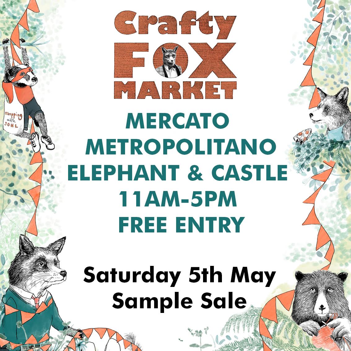 craftyfoxmarket's tweet photo. Enjoyed yesterday's market @mercatometropol? We are back on 5th May with a bargain-tastic sample &amp; seconds sale! Check out the listings and get the date in your diary https://t.co/TrtKNiEoQS https://t.co/66mVMzGMs8