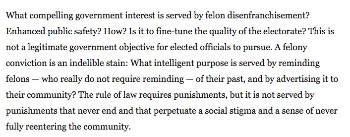 jonathanchait's tweet photo. I'm so gratified to see a conservative face up to the issue of felon disenfranchisement. @GeorgeWill does serious work here: https://t.co/4JyiWoKtwG https://t.co/uW0G5qqgCU