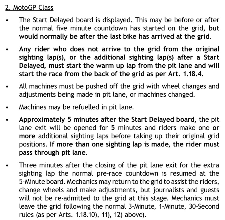 This is the procedure for rain on a sighting lap - but it was raining well before they went out for it, and it seems unfair if Miller gets screwed over here...