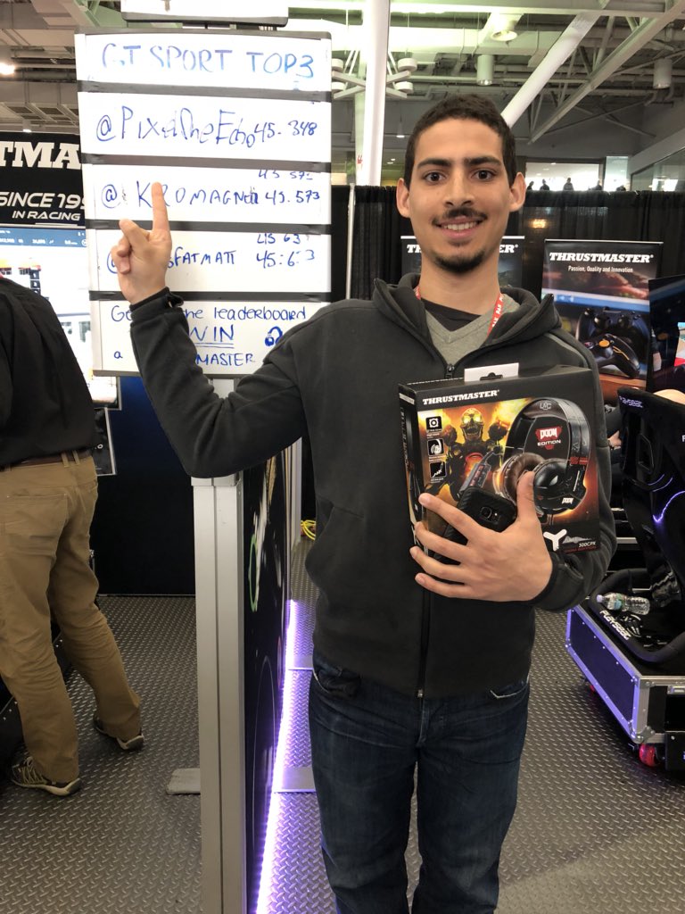 TMThrustmaster's tweet photo. We got a new CHAMPION! @PixelOneEcho made it at first place! #Thrustmaster #LiveatPAX #paxest2018 https://t.co/8YnyIceJ68