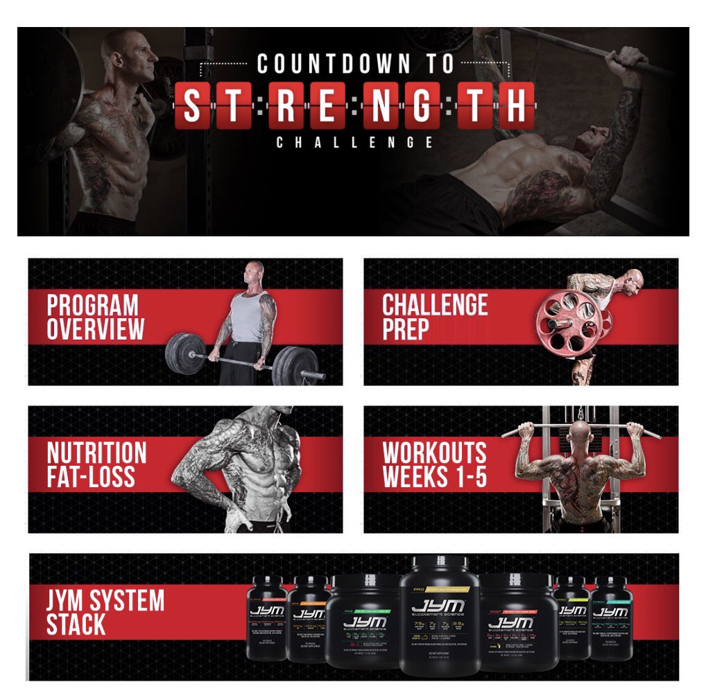 JimStoppani's tweet photo. Happy Sunday #JYMArmy and get ready for my LIVE tutorial today (around 3:00 pm PDT) on Facebook or Instagram covering week 2 of my #CountdownToStrength Challenge. In the meantime use the link below to read up on the program and access the workouts: https://t.co/vWxQqHMcxm https://t.co/hdf7Spb9bs