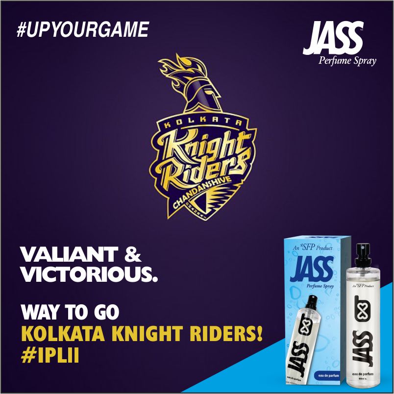 jassperfume's tweet photo. The knights go home victorious today! #UpYourGame #IPL #IPL2018 #IPL11 #KKRvsRCB #KKR #RCB https://t.co/3Fpj26fPJK