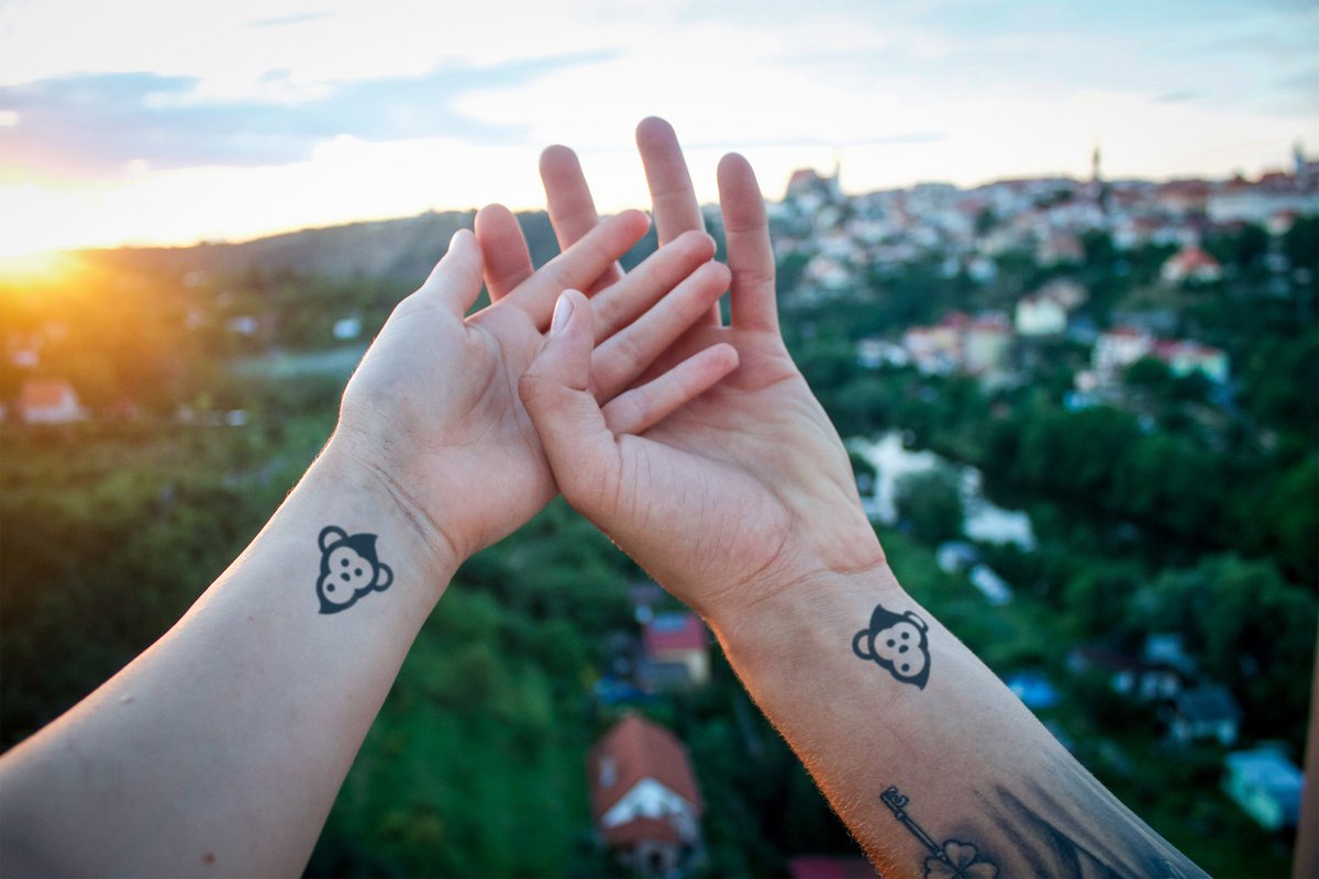 MoodChimp's tweet photo. How would you feel about getting matching tattoos with your partner?🐵 #moodchimp https://t.co/NiFooMTcZK