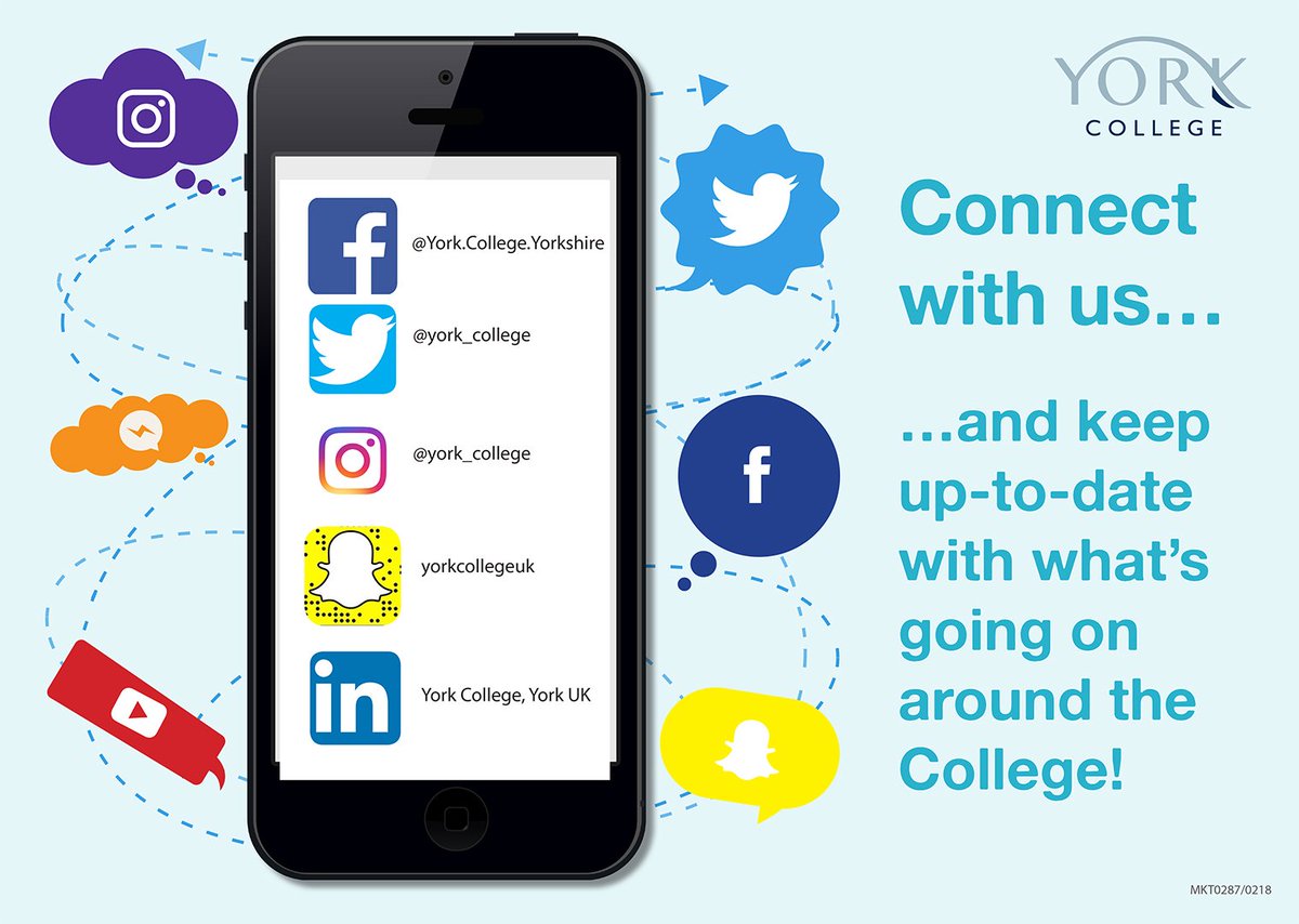 PLEASE LIKE &amp; #RETWEET!

Connect with us on social media 📱 🖥 we now have NEW Instagram and Snapchat channels, as well as our Twitter and Facebook channels.

 Be sure to follow us and stay tuned for more York College updates. #socialmedia