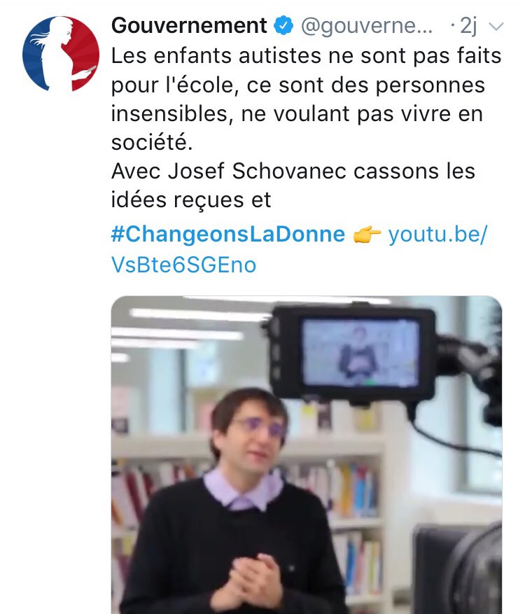 Gouvernement Auf Twitter Les Enfants Autistes Ne Sont Pas Faits Pour L Ecole Ce Sont Des Personnes Insensibles Ne Voulant Pas Vivre En Societe Avec Josef Schovanec Cassons Les Idees Recues Et Changeonsladonne